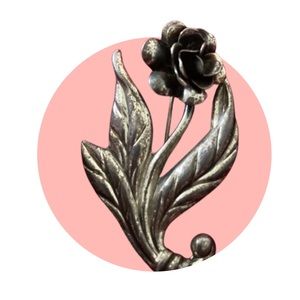 Sterling silver rose brooch